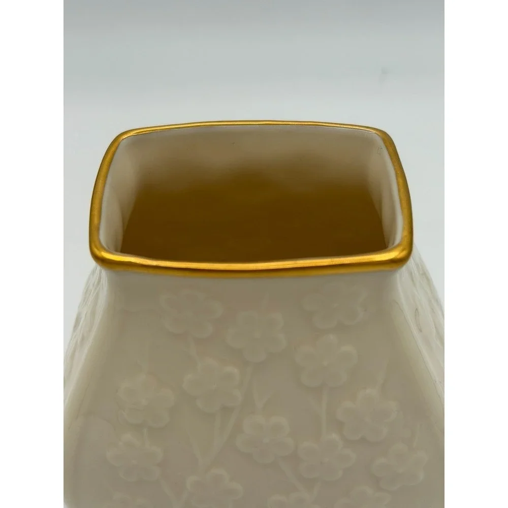 Lenox Cherry Blossom Porcelain Vase With 24K Gold Trim Floral Design